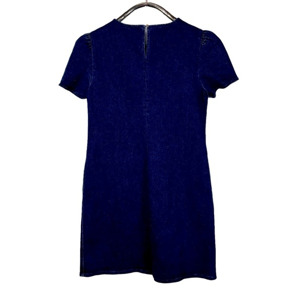 DRAPER JAMES SHORT SLEEVE DARK WASH COTTON DENIM SHIFT DRESS - Picture 4 of 14